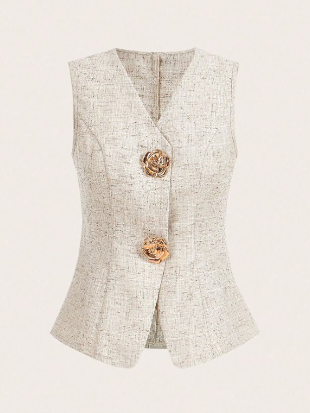 Camisa chaleco blazer beige dama mujer sz25042330307363909