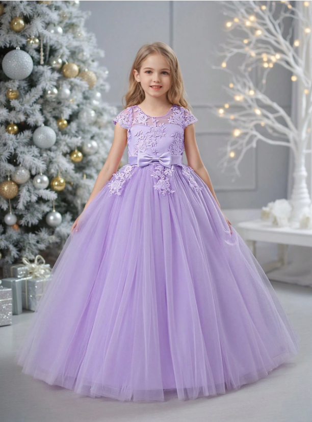 Vestido morado gala niña sk25052726557331633