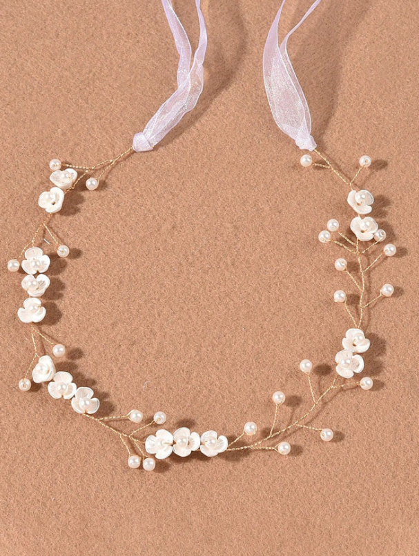 Diadema bebe niña blanca flores bautizo sk25021288284988423