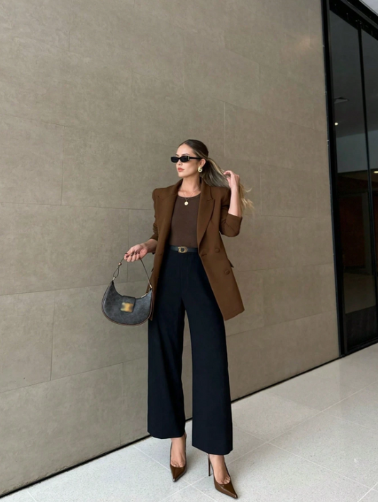 Camisa chaleco blazer dama mujer café sz25100613378719145