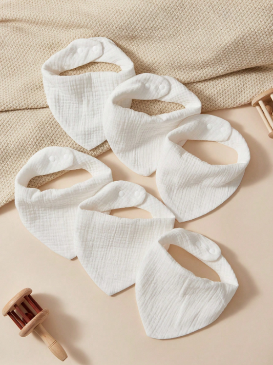 Set 6 baberos blancos bebe niño niña sa2412200152051171