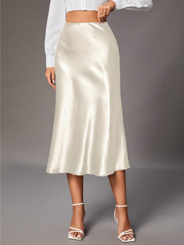 Falda satinada blanca dama mujer sz2309228458508784