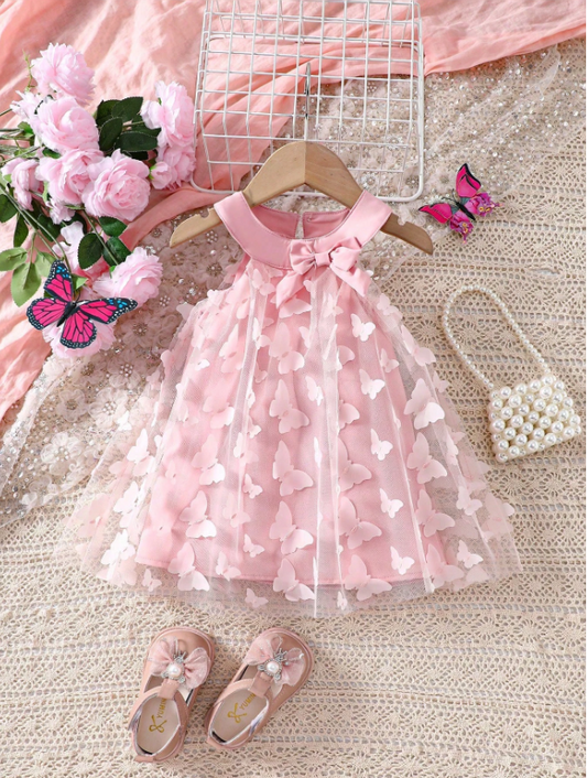 Vestido rosado mariposas bebe niña sa2312149009920007