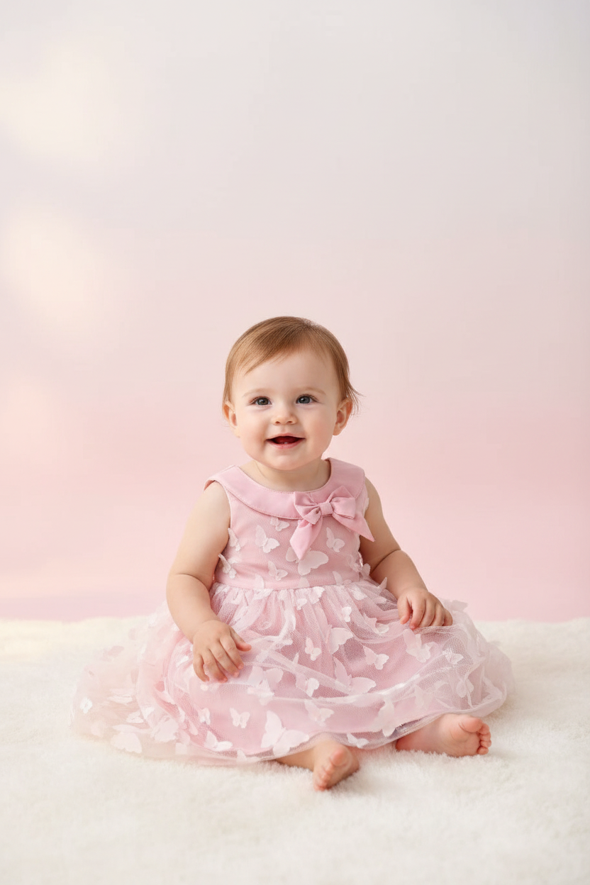 Vestido rosado mariposas bebe niña sa2312149009920007 gala
