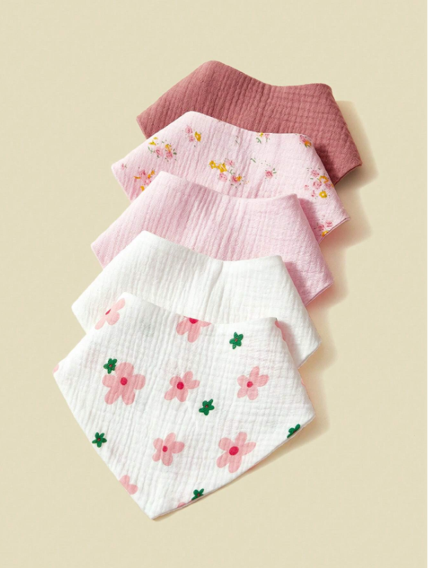 Set 5 baberos multicolor bebe niña sa2409250000418291