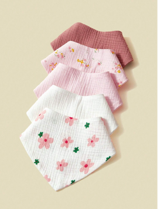 Set 5 baberos multicolor bebe niña sa2409250000418291