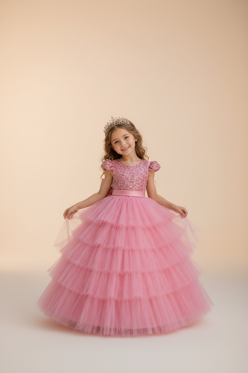 Vestido rosado evento gala niña sk25090398779787801