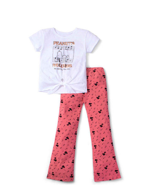 Set conjunto niña rosado con blanco Peanuts records St. Jack's 2000140801