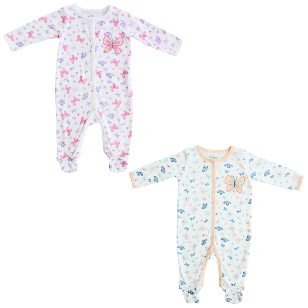 Pijama Mameluco bebe niña mariposa salmón Tinytots D00421TT