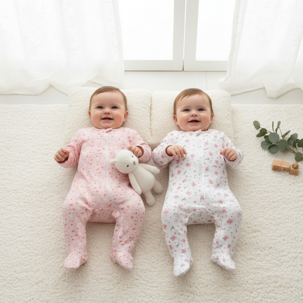 Set 2 pijamas rosada blanca mariposas bebe niña Tinytots D00458TT