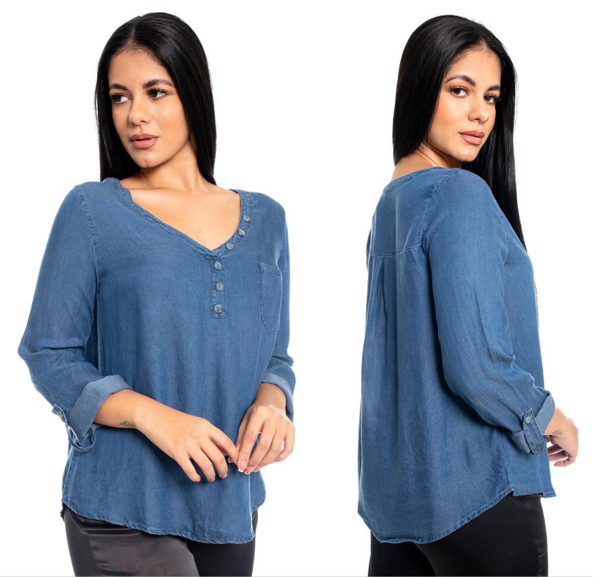 Camisa Jeans azul oscuro dama mujer CTD1183-13 590490 promo 2x1000