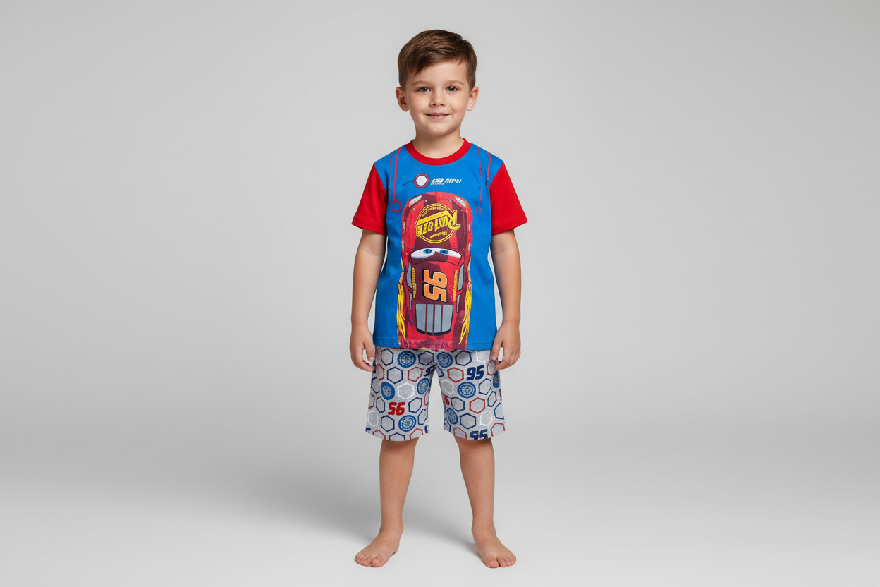 Set 2 piezas rayo McQueen cars short  camisa azul rojo niño A3-C3-127N 490390 promo 3x1000