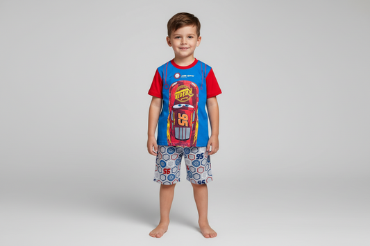 Set 2 piezas rayo McQueen cars short  camisa azul rojo niño A3-C3-127N 490390