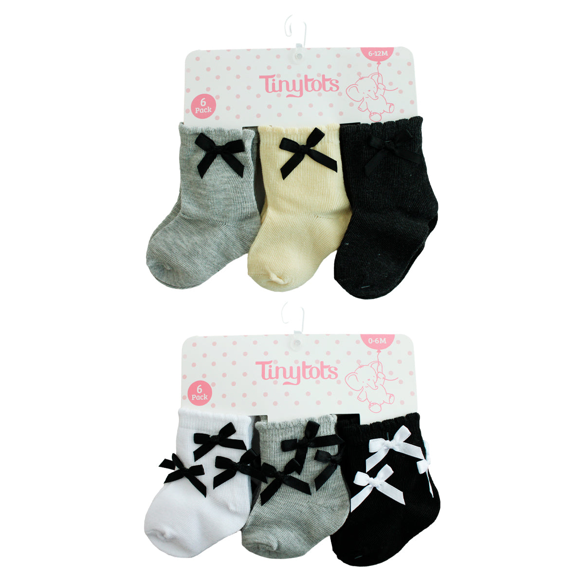 Set 6 calcetines bebe niña gris negro blanco Tinytots D05746TT