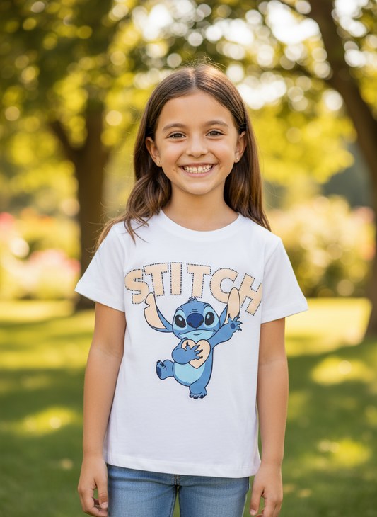 Camisa niña blanca Stitch D1-STI-110D promo 4x1000