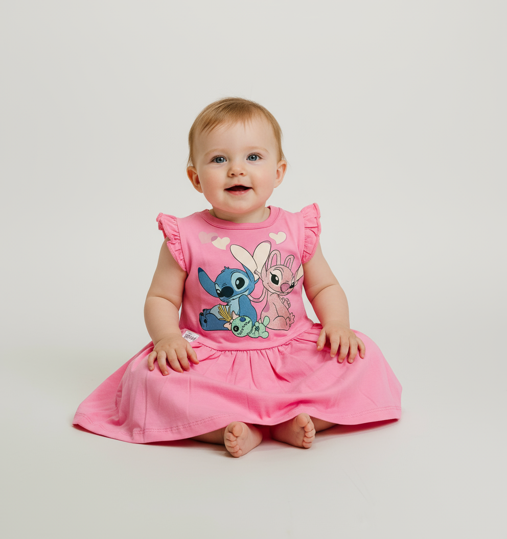 Vestido bebe niña Stitch rosado D10-STI-117B