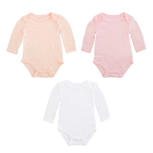 Set 3 mamelucos salmon rosado blanco bebe niña Tinytots D10020TT