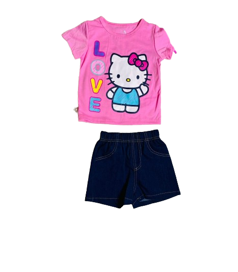 Set 2 piezas niña camisa rosada Hello Kitty H9HK103D