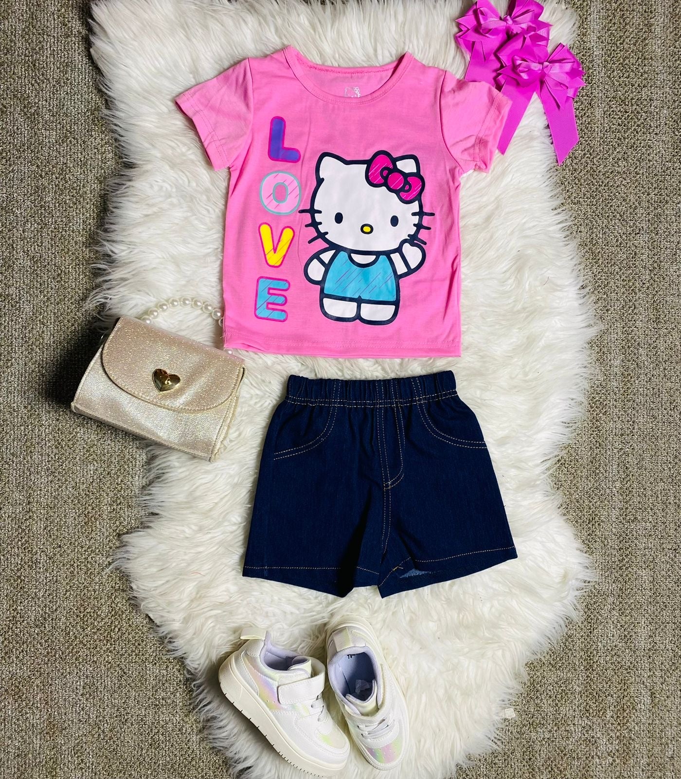 Set 2 piezas niña camisa rosada Hello Kitty H9HK103D