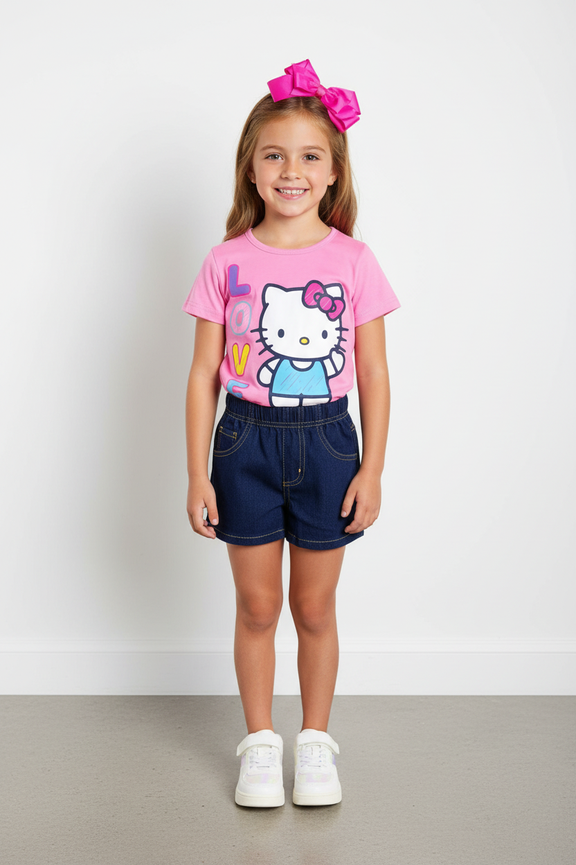 Set 2 piezas niña camisa rosada Hello Kitty H9-HK-103D 490390