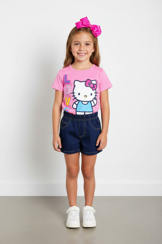 Set 2 piezas niña camisa rosada Hello Kitty H9-HK-103D 490390