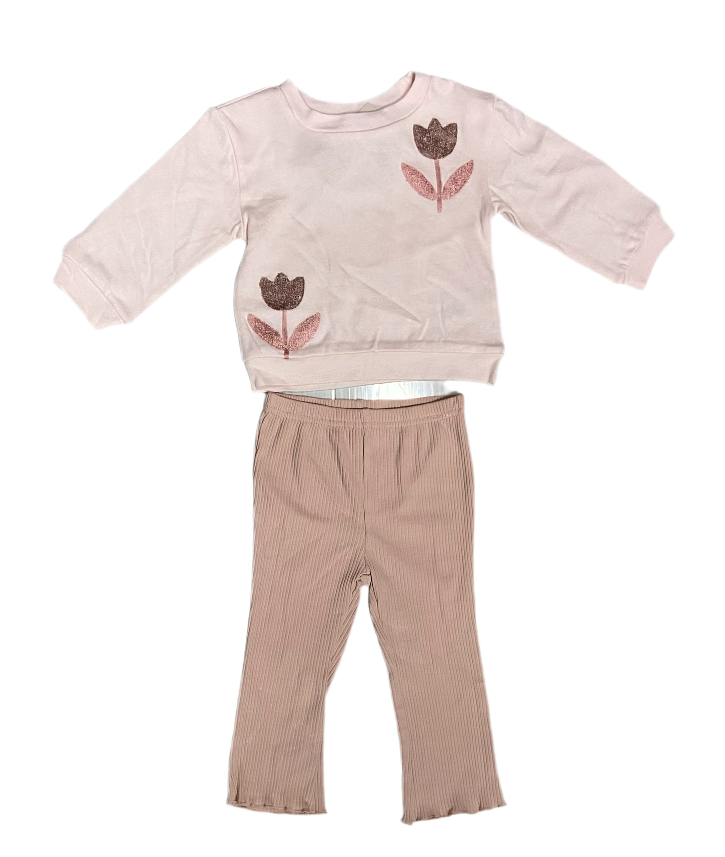 Set 2 piezas pantalón suéter rosado bebe niña