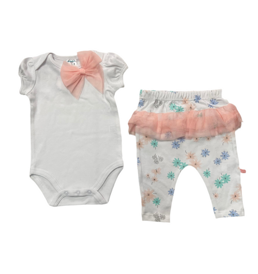 Set 2 piezas blanco Tutu flores Kobytin bebe niña
