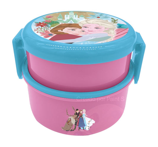 Contenedor para comida o Sándwichera con cubierto Disney frozen rosada niña IH-F-TP02