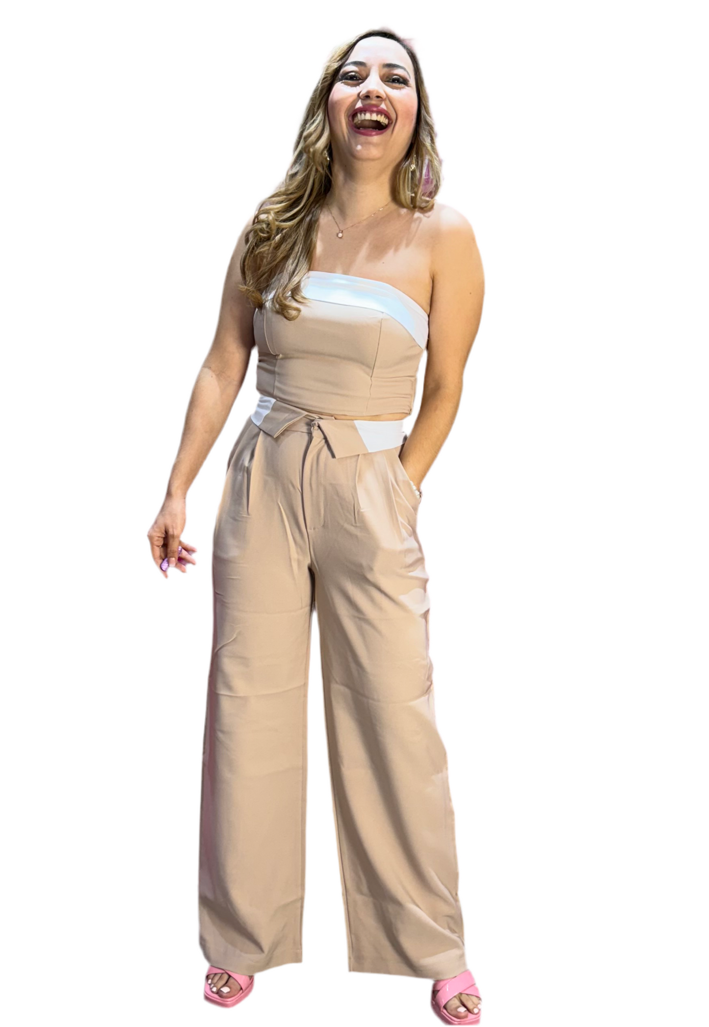 Set de dos piezas formal para dama mujer CSD1187-20 Beige 1090/790