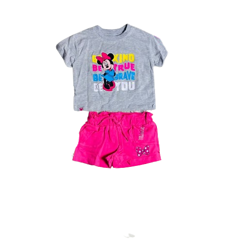 Set 2 piezas camisa gris bebe niña minnie disney