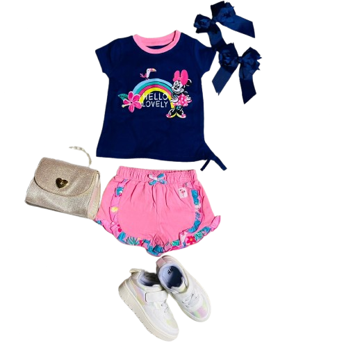 Set 2 piezas camisa azul bebe niña minnie disney