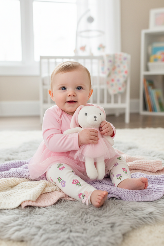Set conjunto 3 piezas bebe niña mameluco rosado helados y peluche apego Tinytots DA261-IV