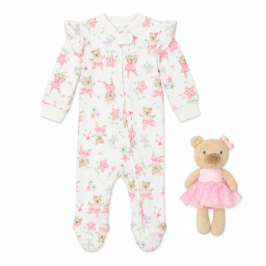 Pijama bebe niña mameluco peluche apego oso rosado Tinytots DA3223-ASTTT