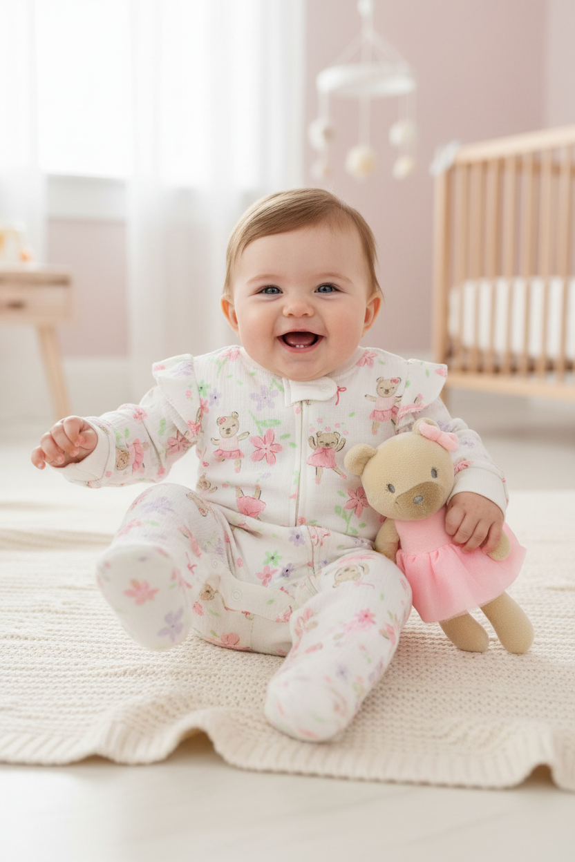 Pijama bebe niña mameluco peluche apego oso rosado Tinytots DA3223-ASTTT