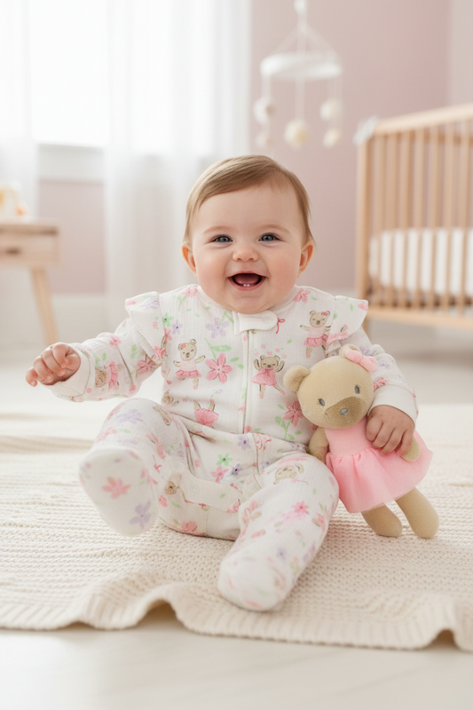 Pijama bebe niña mameluco peluche apego oso rosado Tinytots DA3223-ASTTT