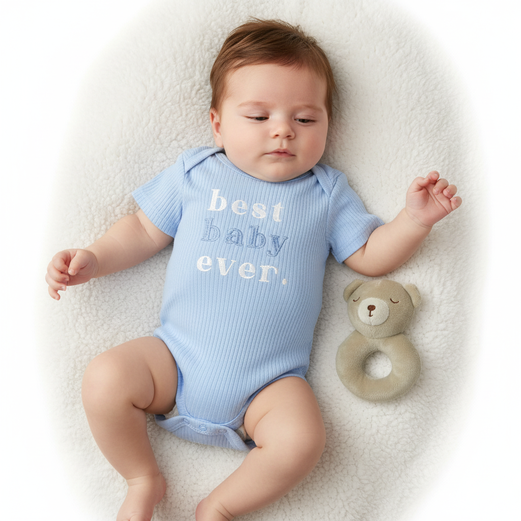 Set 3 mamelucos bebe niño oso peluche apego blanco azul Tinytots DA349-BL