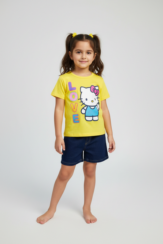 Set 2 piezas niña camisa amarilla Hello Kitty H9-HK-103D 490390