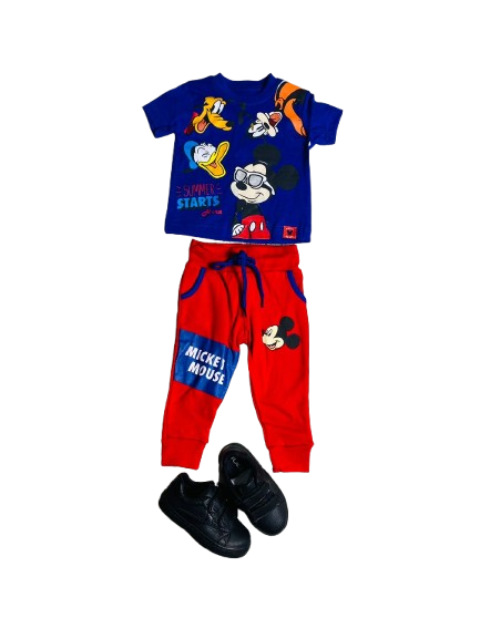 Set 2 piezas pijama Mickey camisa azul niño