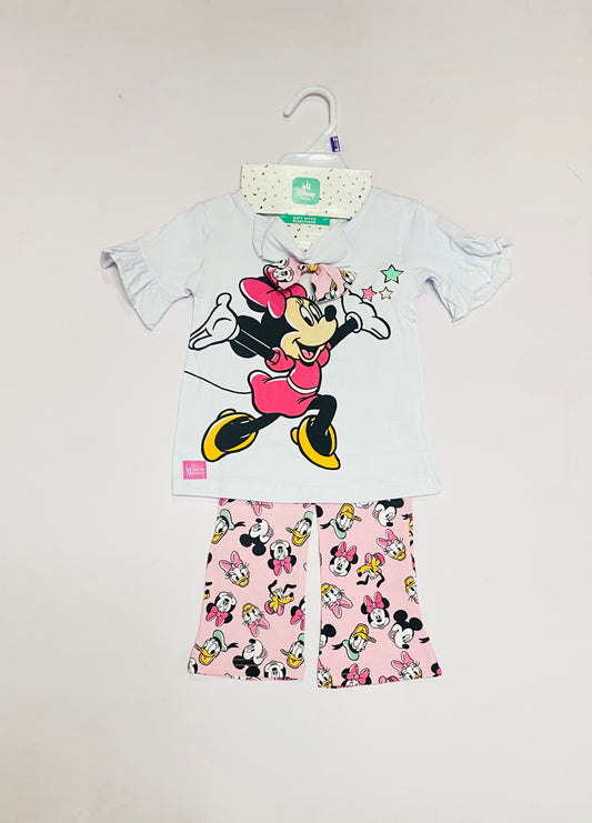 Set conjunto 2 piezas camisa blanca pantalón rosado Minnie niña D9-MI-1286B