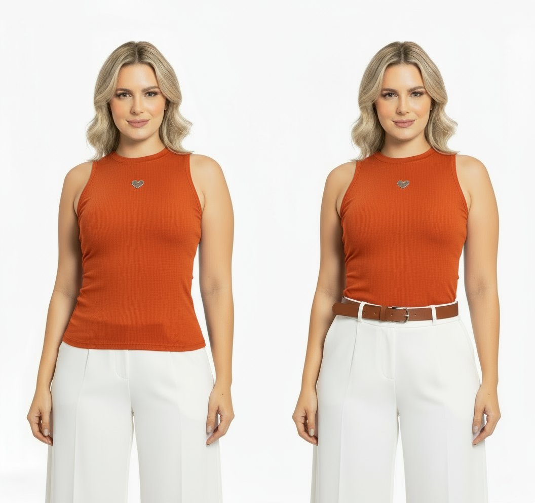 Camisa dama naranja chic mi CTD1169-29 390290