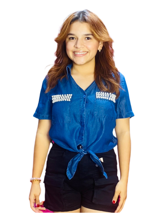 Camisa Jeans para dama Azul oscuro CTD1188-12 590490