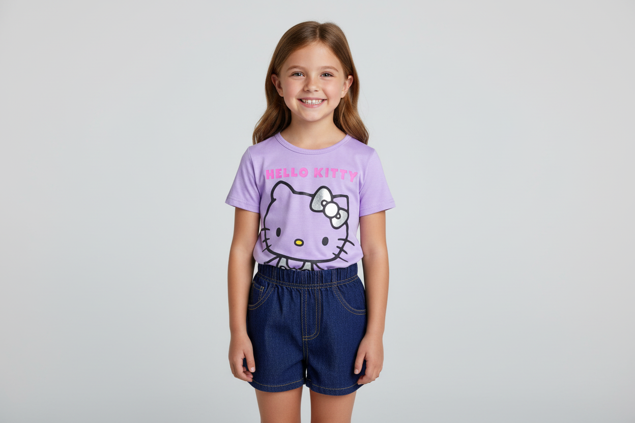 Set 2 piezas niña camisa morada Hello Kitty H9-HK-101D 490390