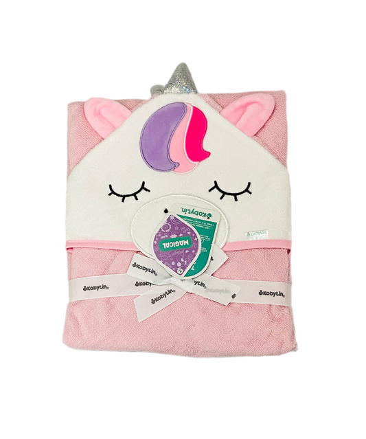 Toalla baño Rosada unicornio kobytin bebe niña