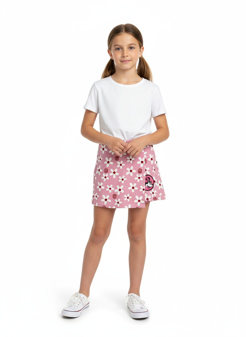 Falda rosada claro niña flores Minnie Disney MM-2624 promo 2x1000