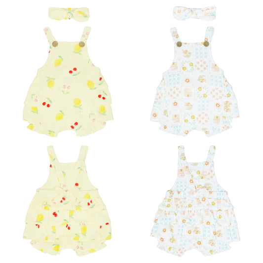 Set conjunto 2 piezas romper overall diadema blanco bebe niña E131J203GB
