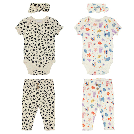Set 3 piezas mameluco diadema pantalon blanco arcoíris bebe niña Tinytots E146H203GB