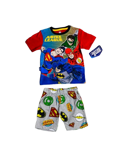 Set 2 piezas pijama short batman liga de la justicia niño