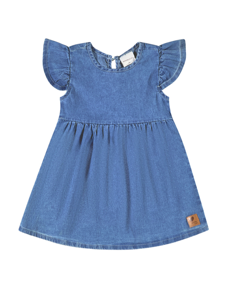 Vestido azul jean quimbybaby bebe niña 34132-184025 revuelos denim