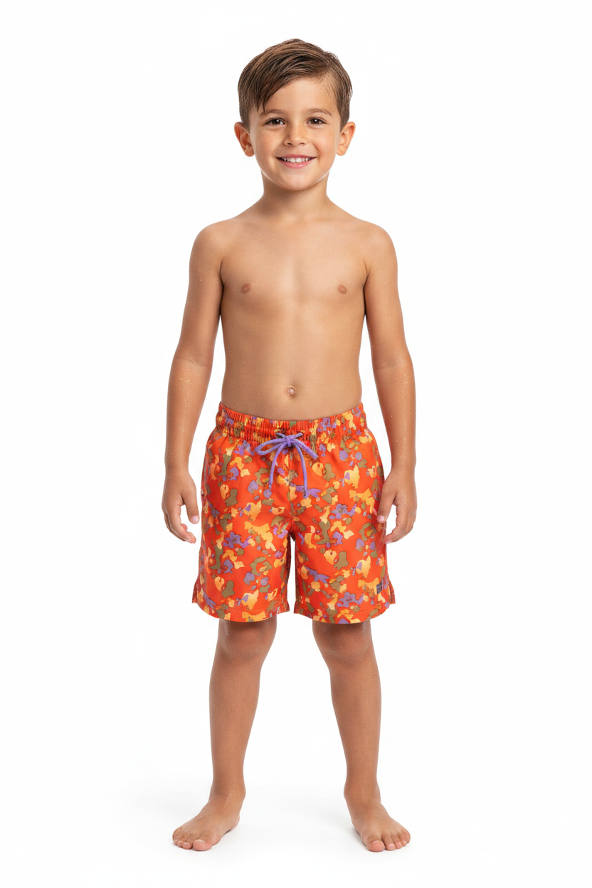 Calzoneta Short traje de baño anaranjado Niño promo 4x1000