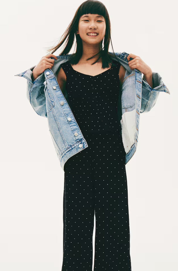 Set 2 piezas negro niña H&M pantalon camisa